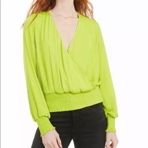 Bar lll Women’s Green Long Sleeve V-Neck Crop Top